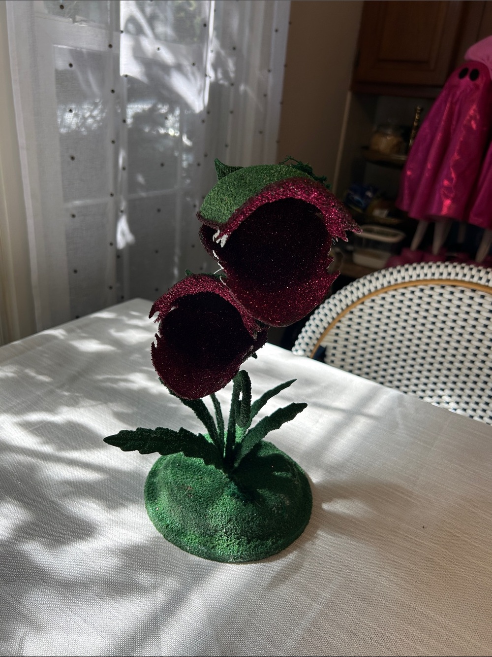 Glittered Burgundy Velvet Tulip Table Accent by
